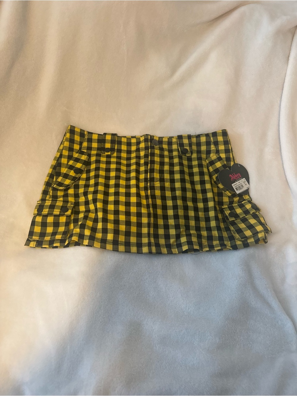 Abbey Dawn Yellow and Black Plaid Mini Skirt